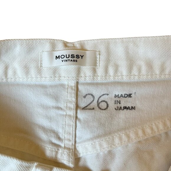 MOUSSY VINTAGE Howa Size 26 White Cut Off Shorts Distressed Button Fly Selvedge - Picture 11 of 13